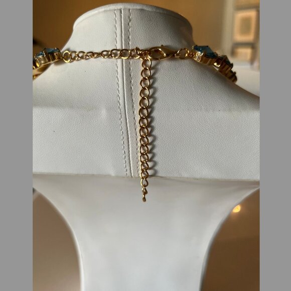 Aquamarine Blue Topaz Light Blue Anna Wintour Style Statement Tennis Necklace - Picture 3 of 7